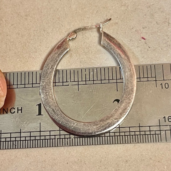 VTG 925 Sterling Silver Hoop Earrings Round - Picture 6 of 8